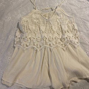 American Eagle White Lace Romper